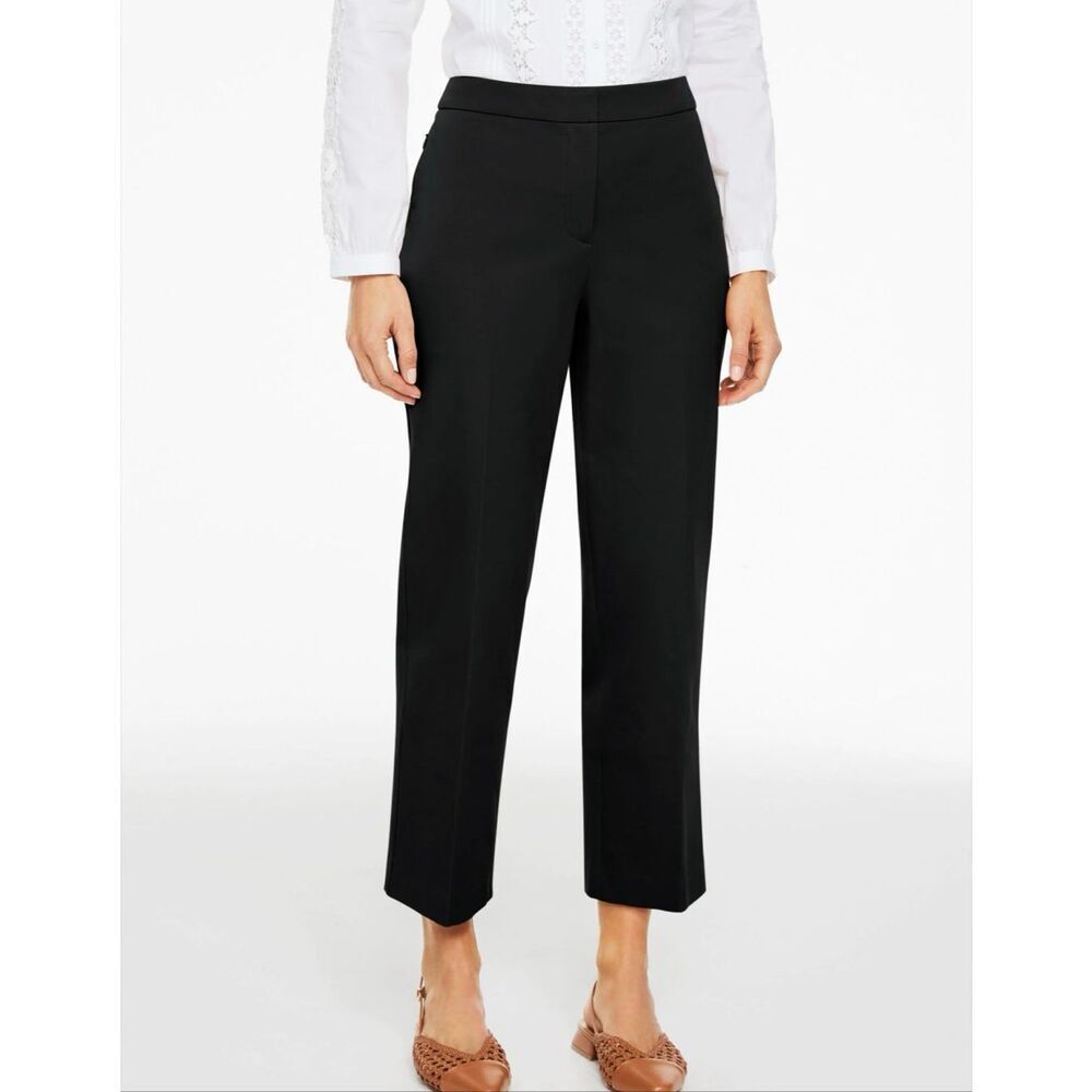 Talbots heritage black bi stretch flat front crop pant 10 petite